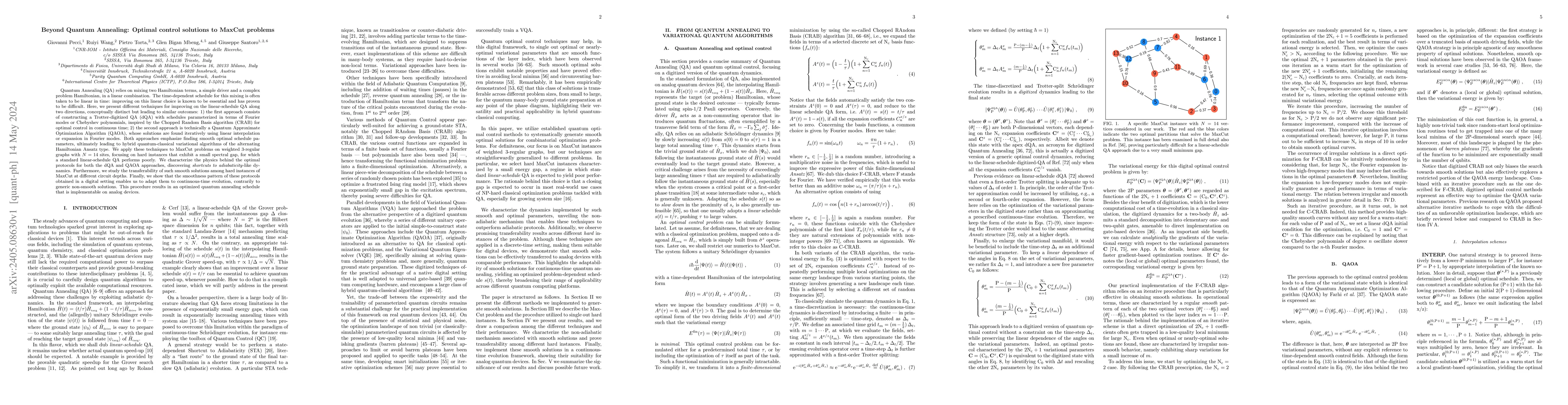 Thumbnail for Beyond Quantum Annealing: Optimal control solutions to MaxCut problems