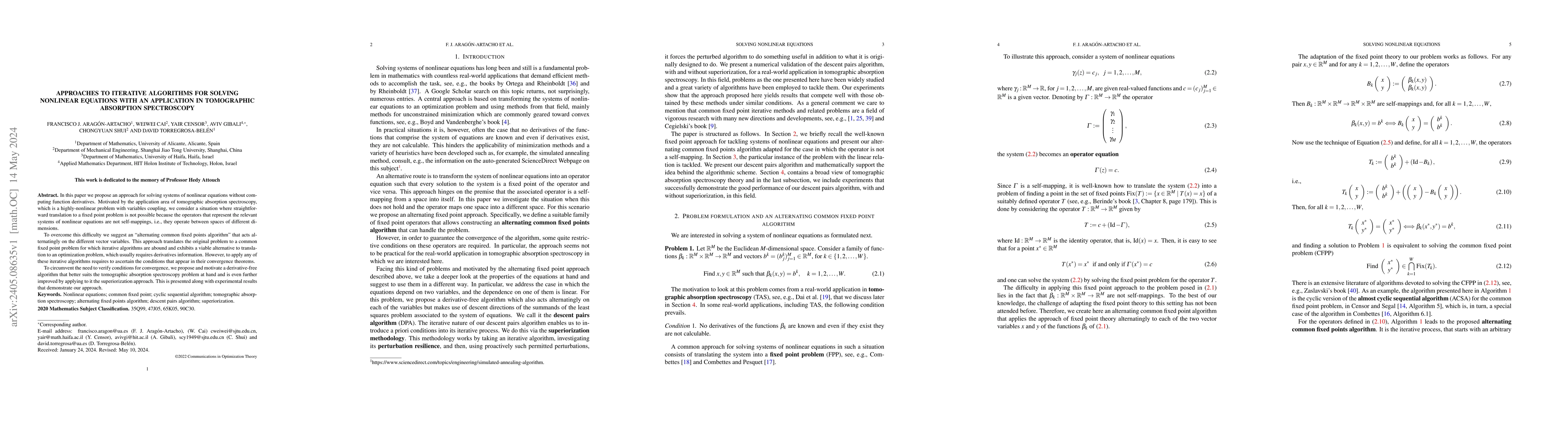 Thumbnail for Approaches to iterative algorithms for solving nonlinear equations with
  an application in tomographic absorption spectroscopy