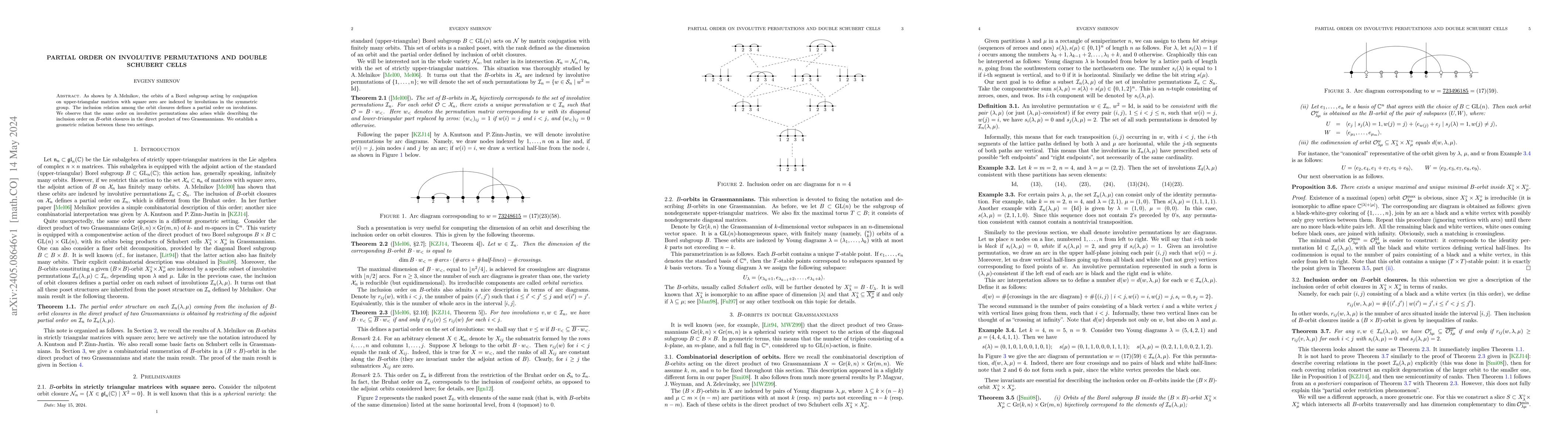 Thumbnail for Partial order on involutive permutations and double Schubert cells