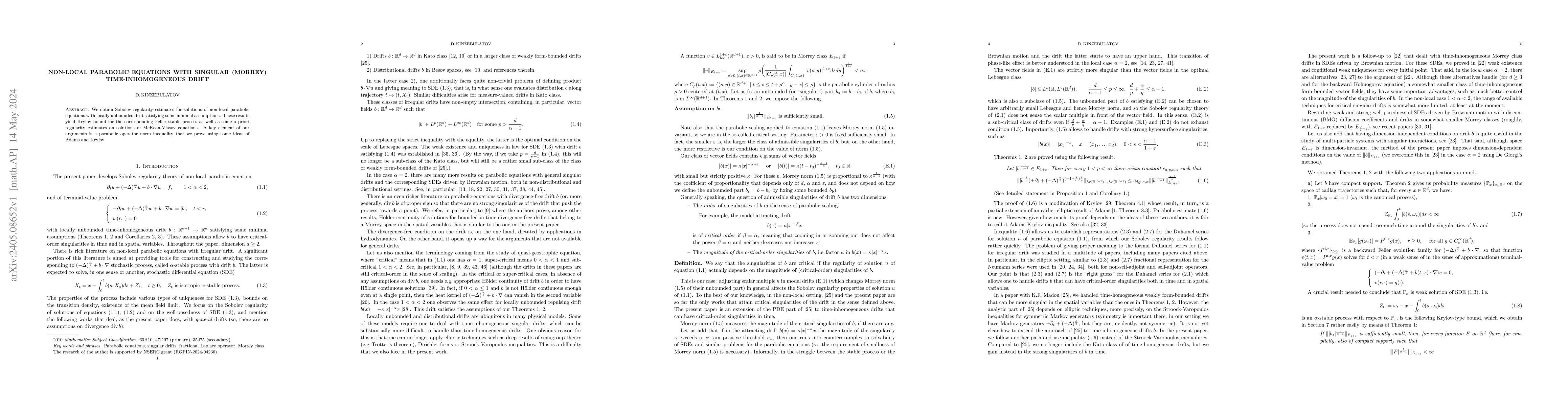 Thumbnail for Non-local parabolic equations with singular (Morrey) time-inhomogeneous
  drift