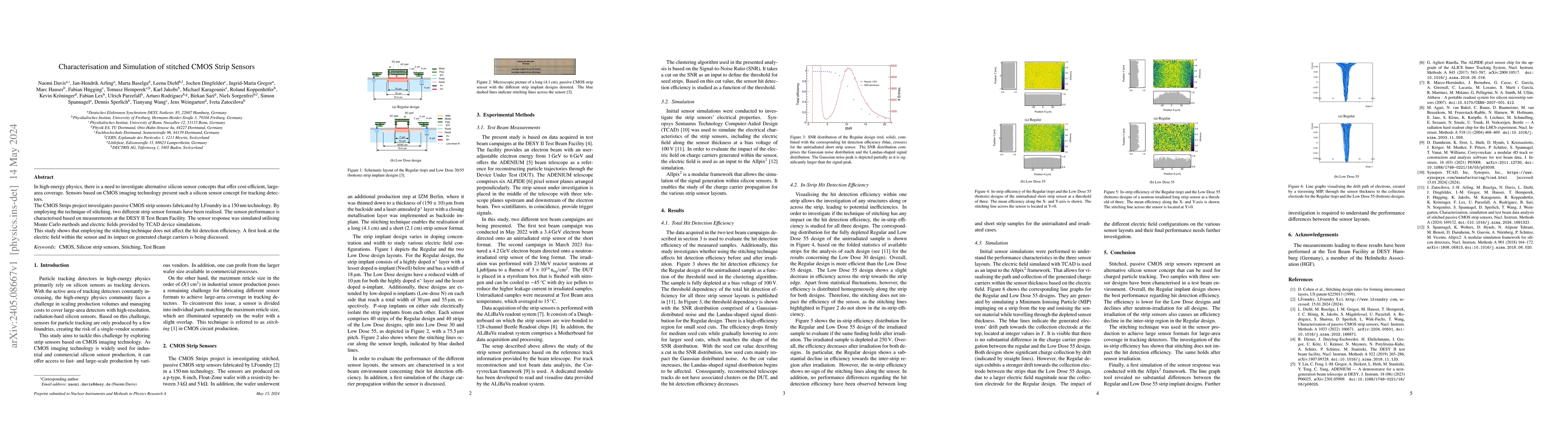 Thumbnail for Characterisation and simulation of stitched CMOS strip sensors
