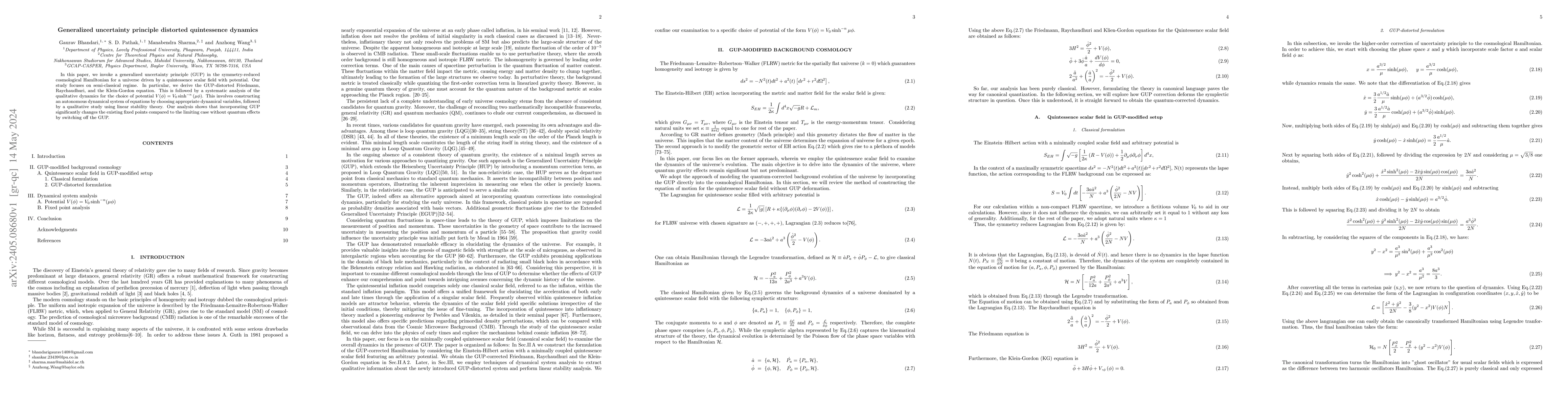 Thumbnail for Generalized uncertainty principle distorted quintessence dynamics