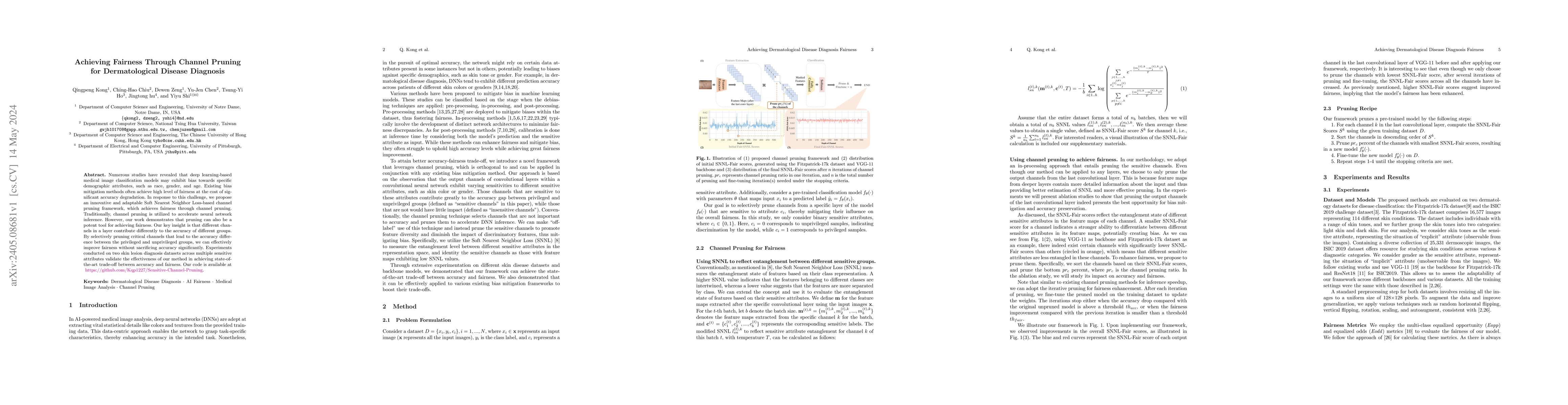 Thumbnail for Achieving Fairness Through Channel Pruning for Dermatological Disease
  Diagnosis