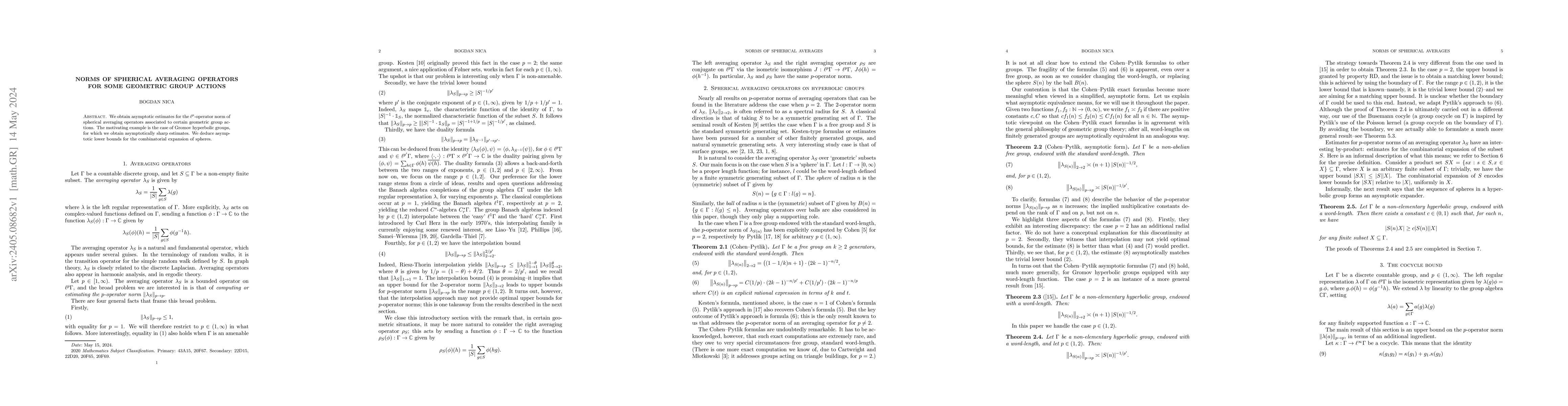 Thumbnail for Norms of spherical averaging operators for some geometric group actions