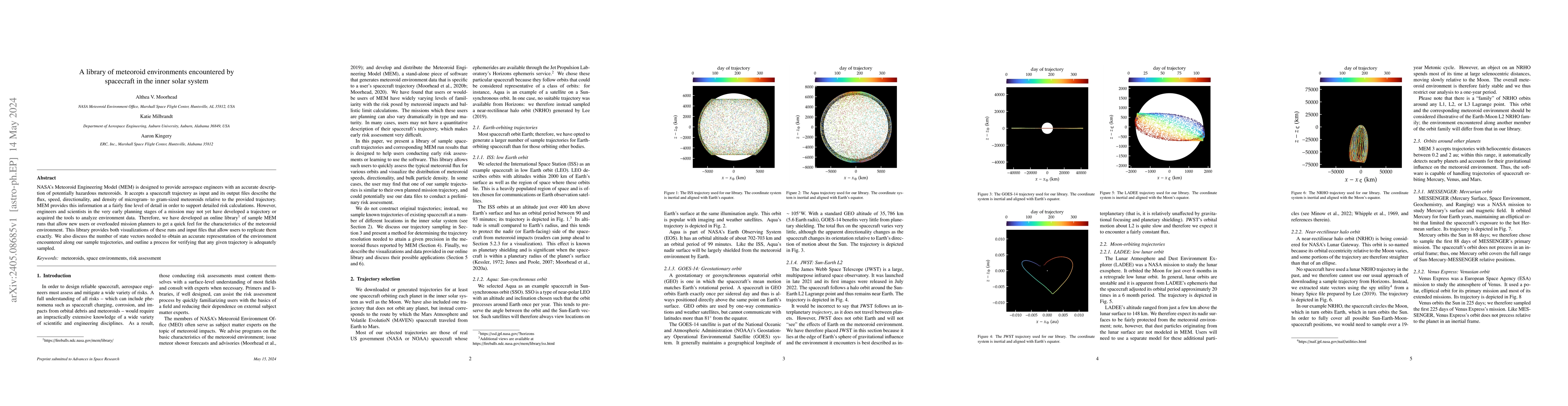 Thumbnail for A library of meteoroid environments encountered by spacecraft in the
  inner solar system