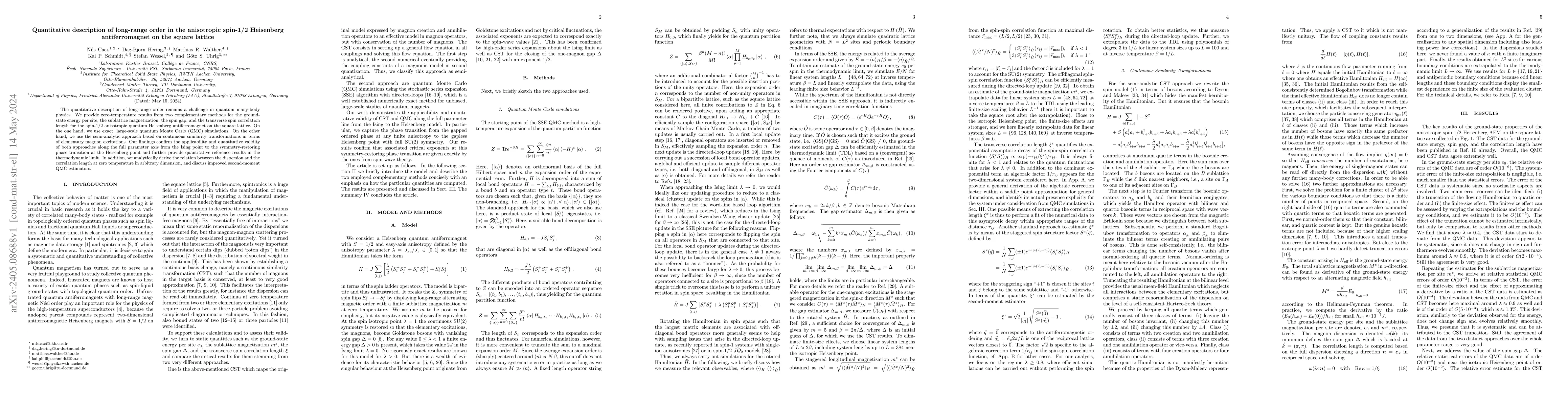 Thumbnail for Quantitative description of long-range order in the anisotropic spin-1/2
  Heisenberg antiferromagnet on the square lattice