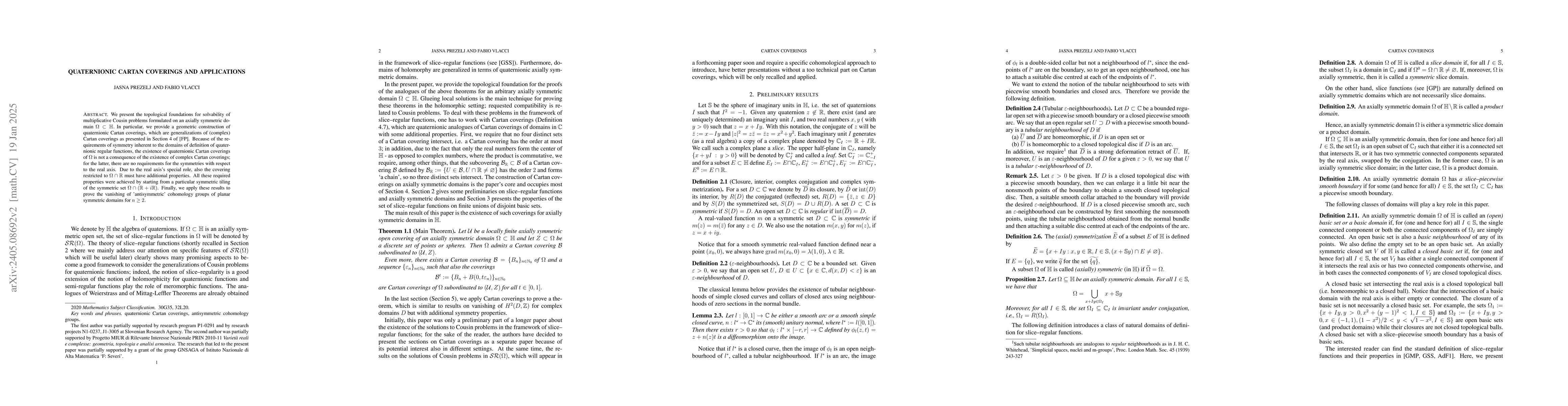 Thumbnail for Quaternionic Cartan coverings and applications