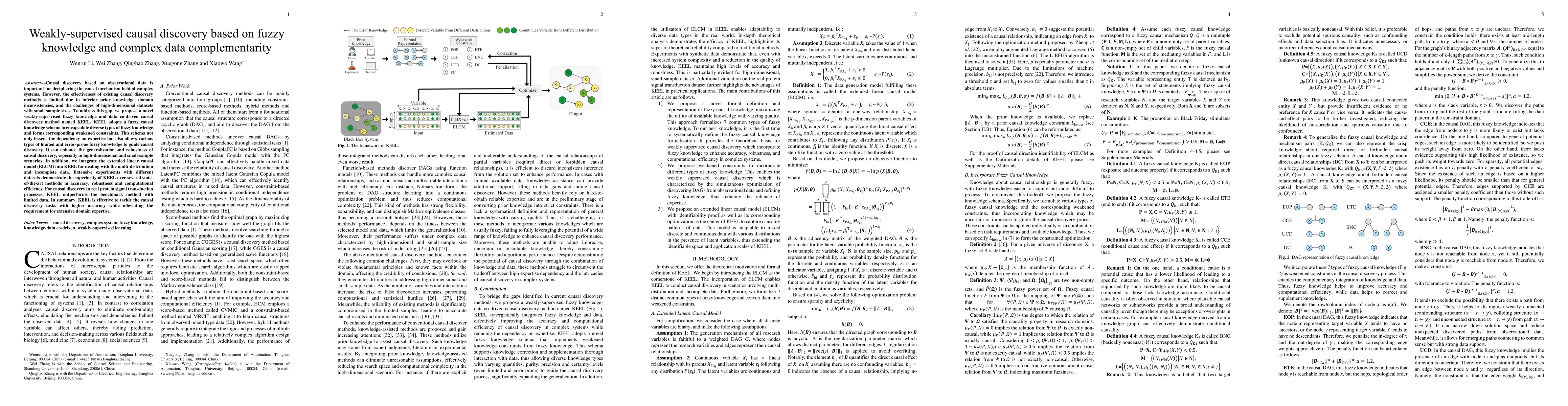 Thumbnail for Weakly-supervised causal discovery based on fuzzy knowledge and complex
  data complementarity