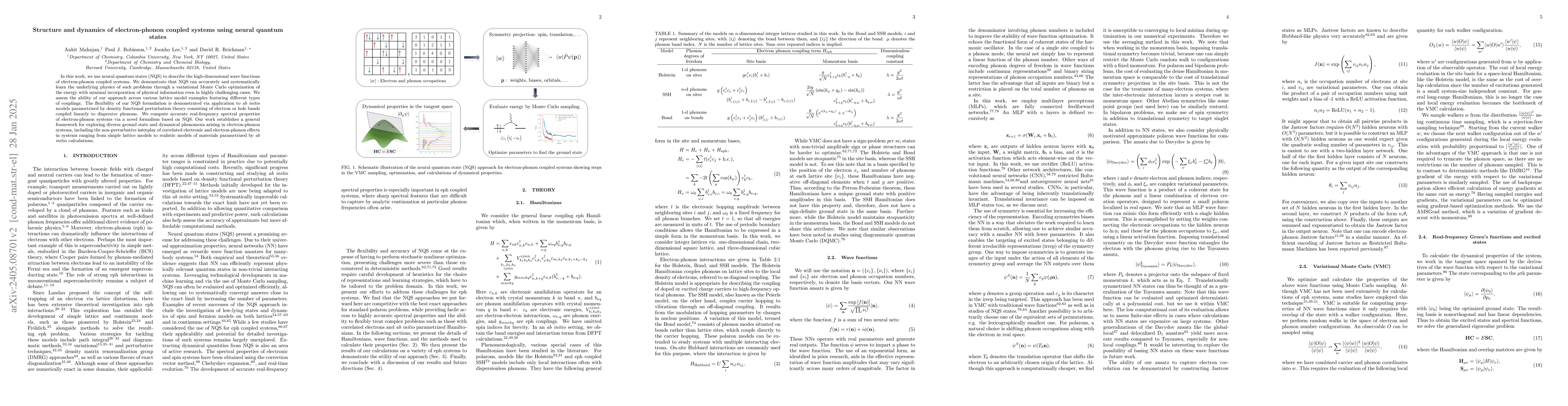 Thumbnail for Structure and dynamics of electron-phonon coupled systems using neural
  quantum states