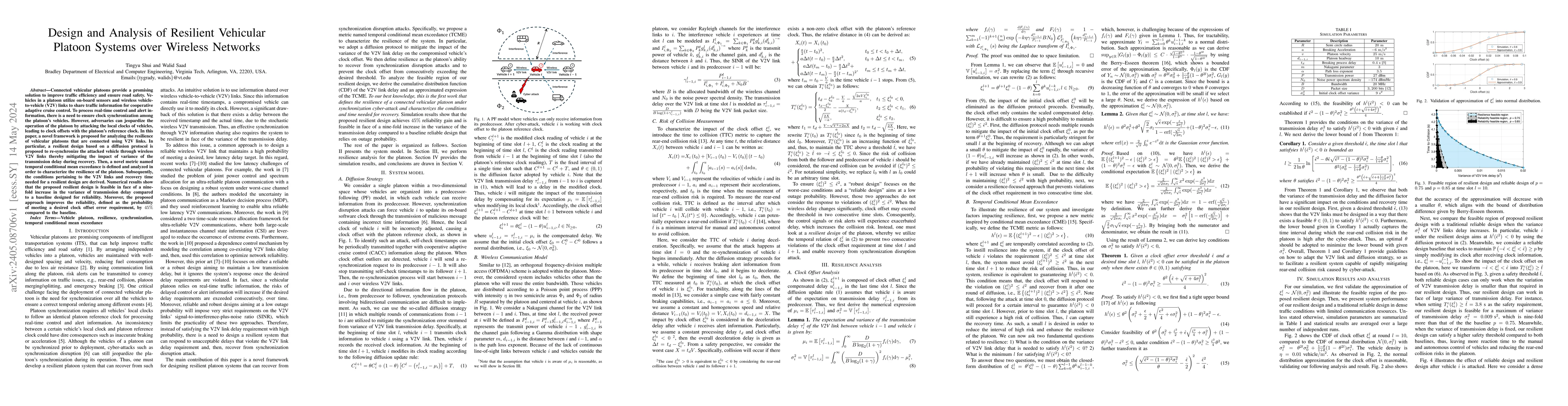 Thumbnail for Design and Analysis of Resilient Vehicular Platoon Systems over Wireless
  Networks