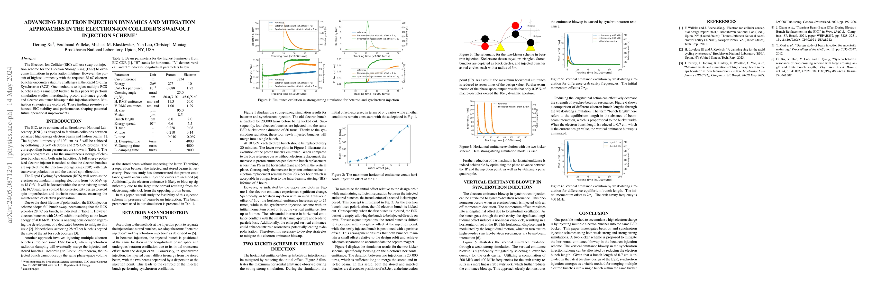Thumbnail for Advancing Electron Injection Dynamics and Mitigation Approaches in the
  Electron-Ion Collider Swap-out Injection Scheme