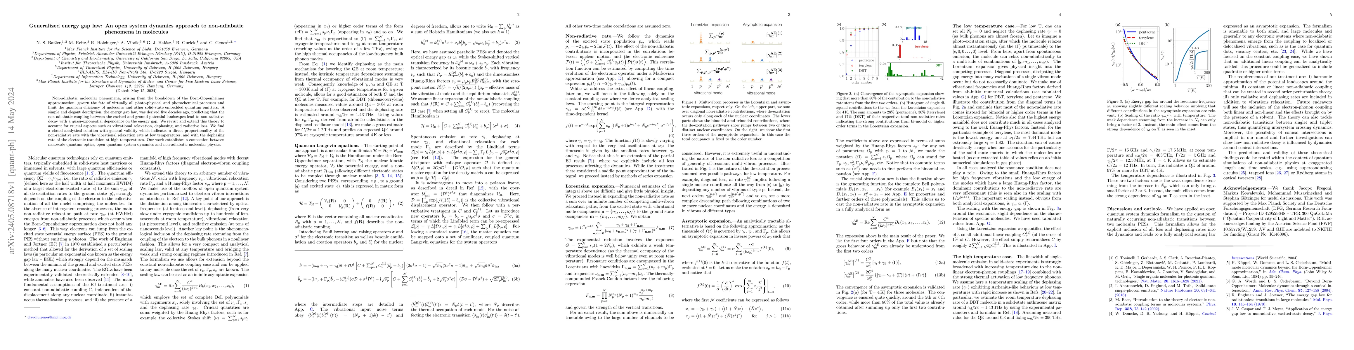 Thumbnail for Generalized energy gap law: An open system dynamics approach to
  non-adiabatic phenomena in molecules