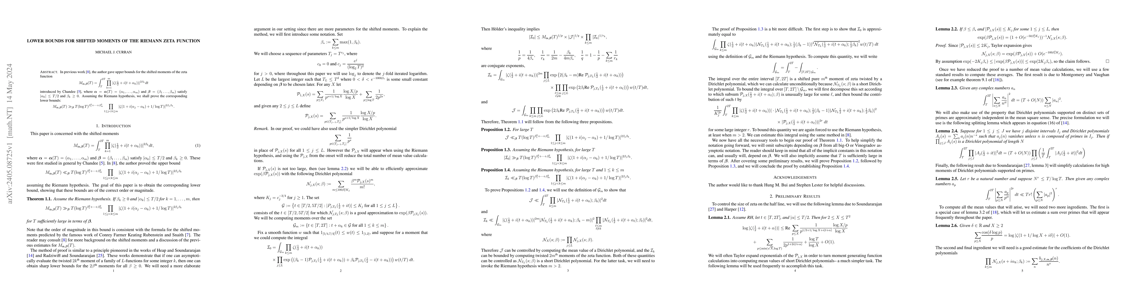 Thumbnail for Lower bounds for shifted moments of the Riemann zeta function