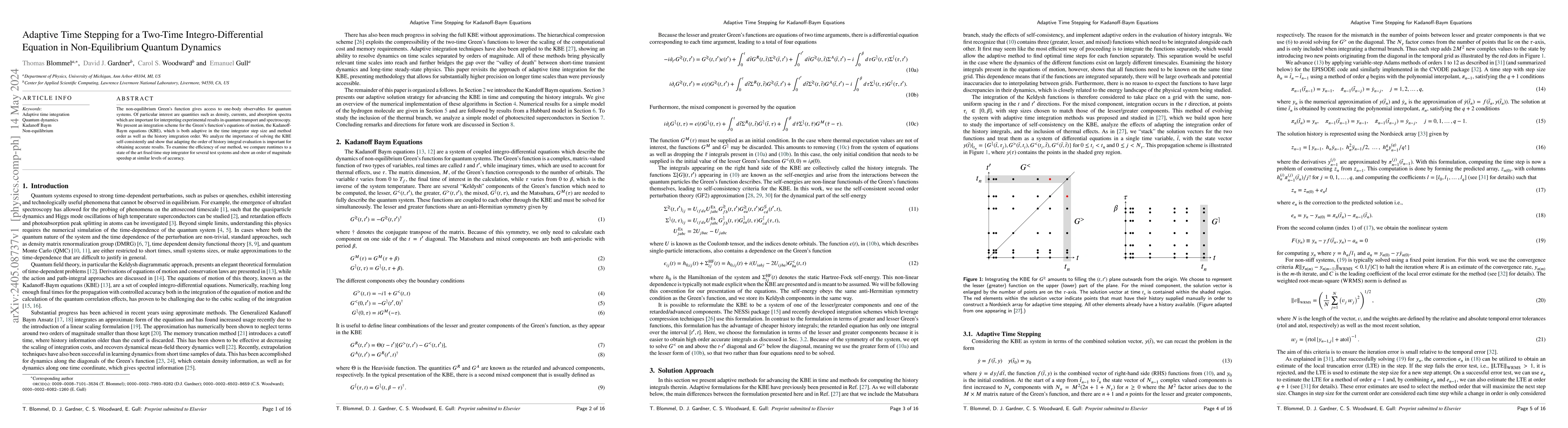 Thumbnail for Adaptive Time Stepping for a Two-Time Integro-Differential Equation in
  Non-Equilibrium Quantum Dynamics