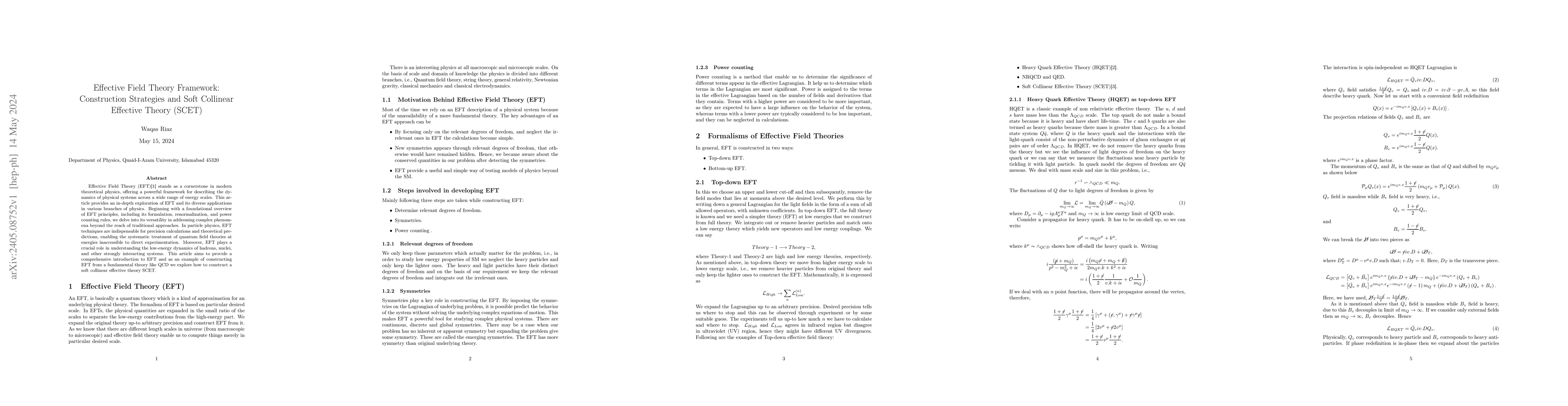 Thumbnail for Effective Field Theory Framework: Construction Strategies and Soft
  Collinear Effective Theory (SCET)