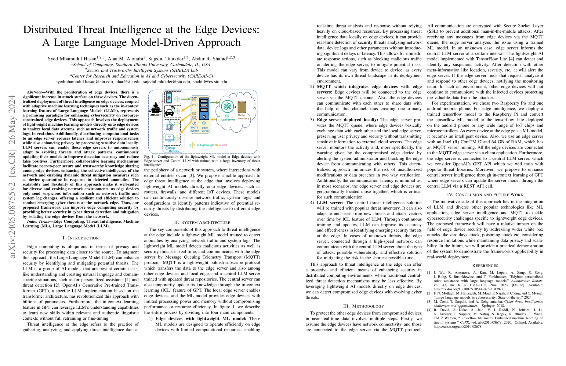 Thumbnail for Distributed Threat Intelligence at the Edge Devices: A Large Language
  Model-Driven Approach