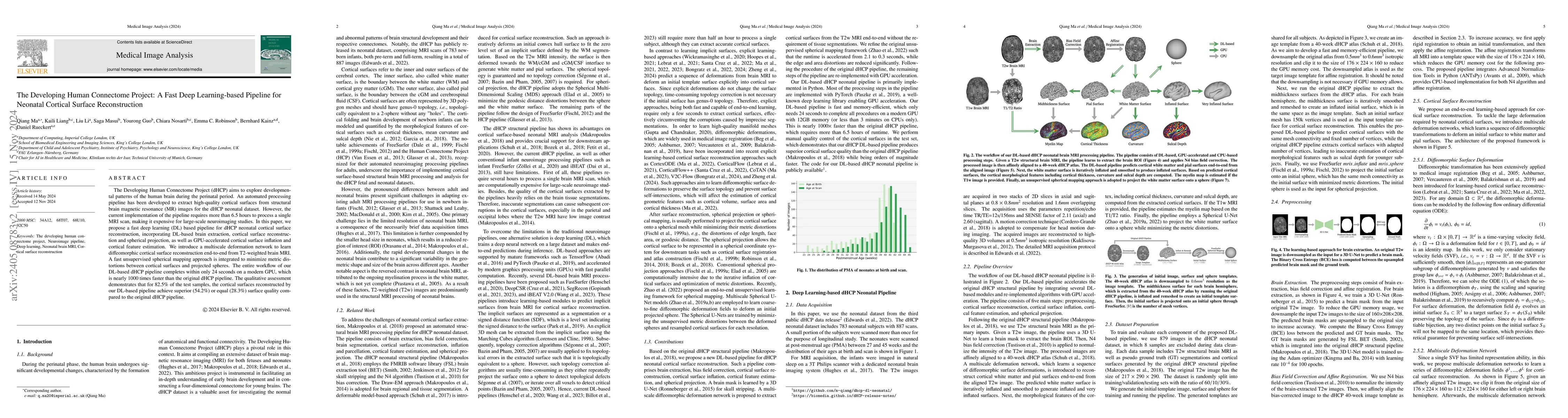 Thumbnail for The Developing Human Connectome Project: A Fast Deep Learning-based
  Pipeline for Neonatal Cortical Surface Reconstruction