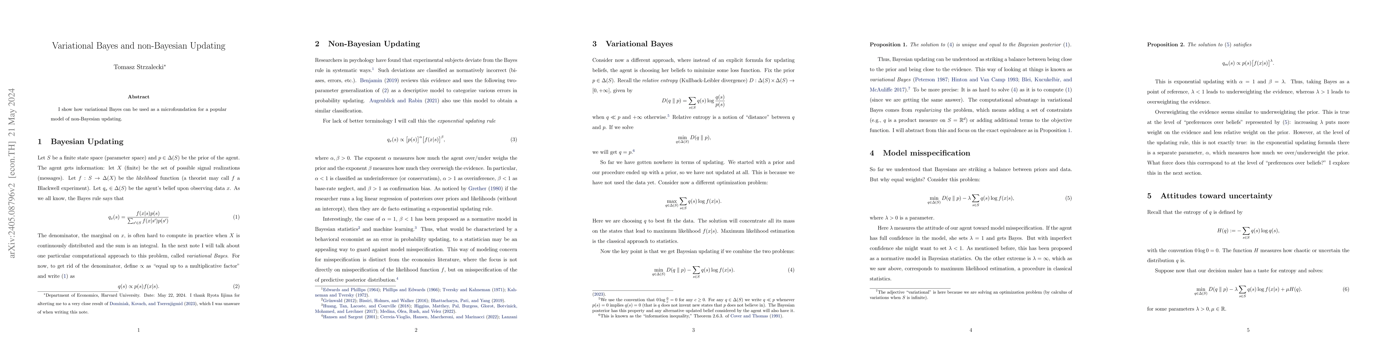 Thumbnail for Variational Bayes and non-Bayesian Updating