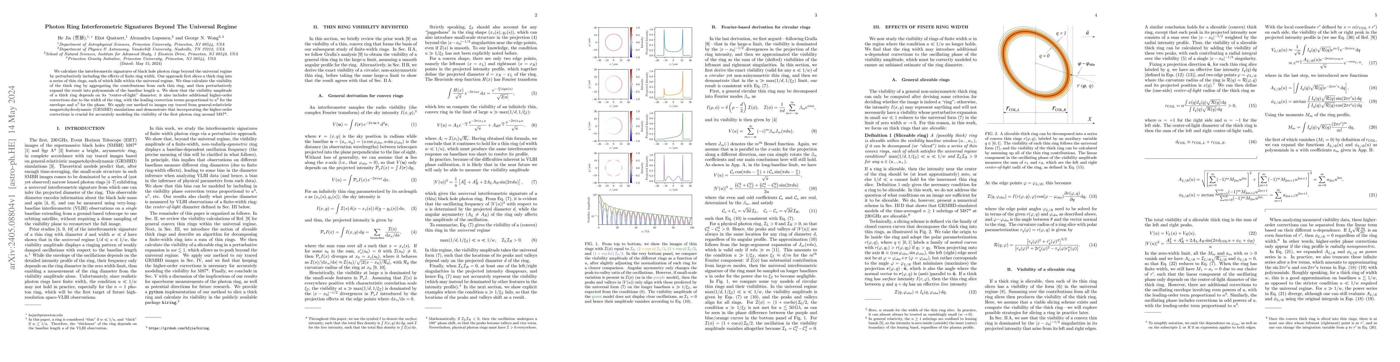 Thumbnail for Photon Ring Interferometric Signatures Beyond The Universal Regime