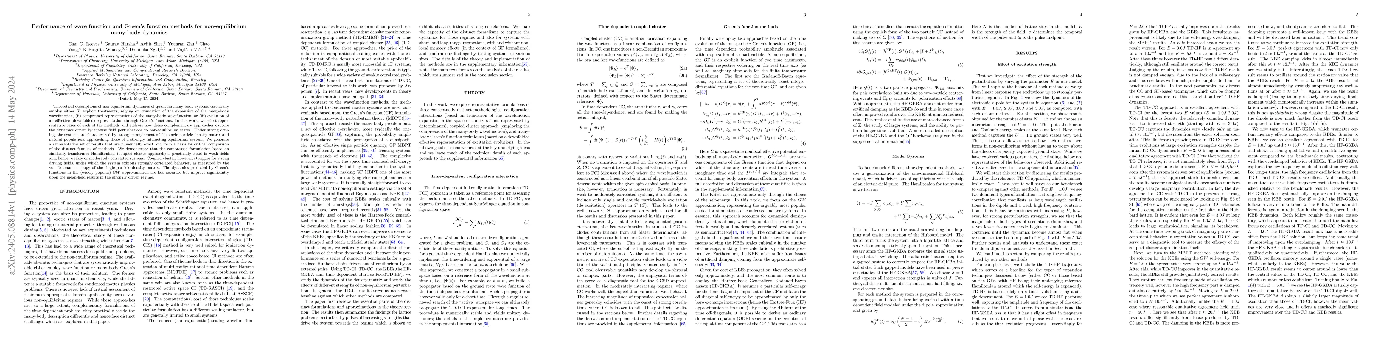 Thumbnail for Performance of wave function and Green's functions based methods for non
  equilibrium many-body dynamics
