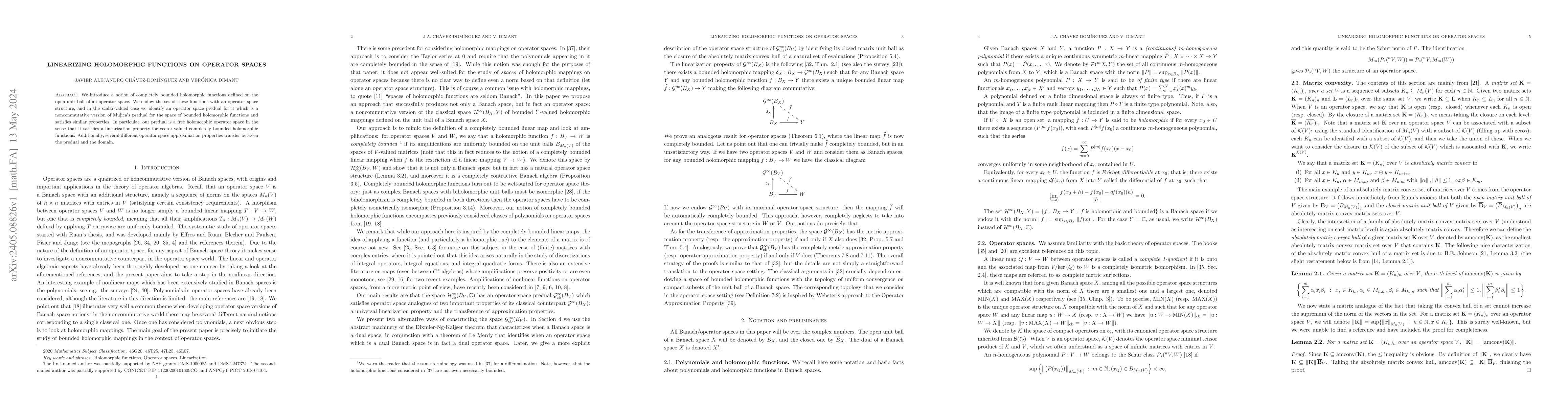 Thumbnail for Linearizing holomorphic functions on operator spaces