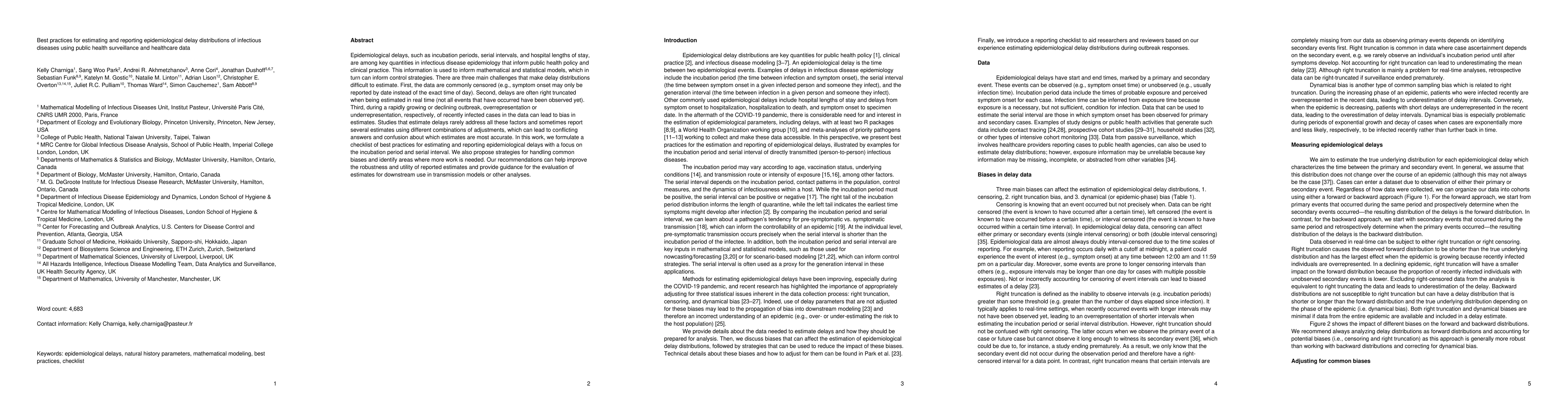 Thumbnail for Best practices for estimating and reporting epidemiological delay
  distributions of infectious diseases using public health surveillance and
  healthcare data