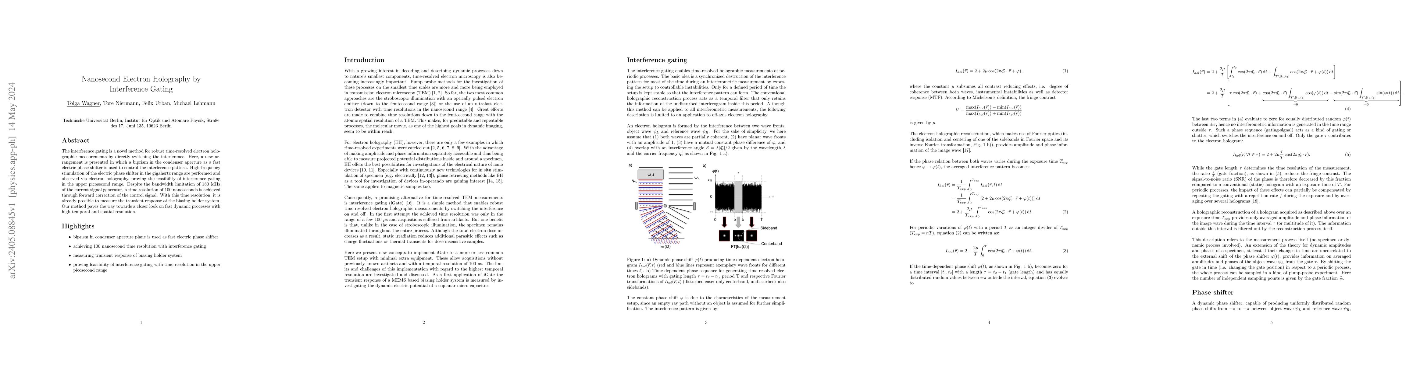 Thumbnail for Nanosecond Electron Holography by Interference Gating