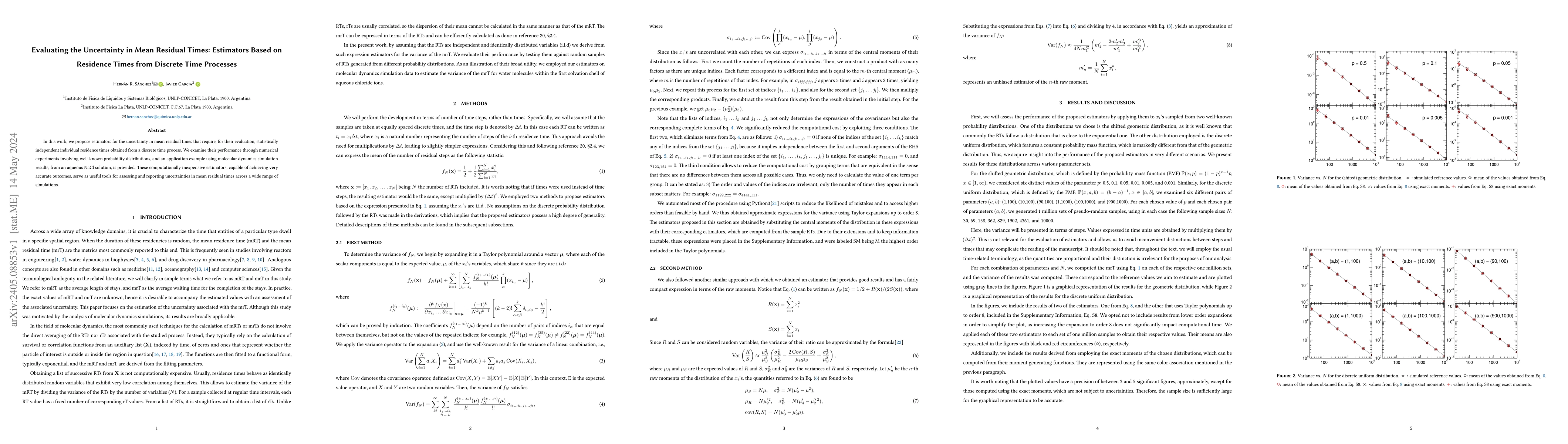 Thumbnail for Evaluating the Uncertainty in Mean Residual Times: Estimators Based on
  Residence Times from Discrete Time Processes