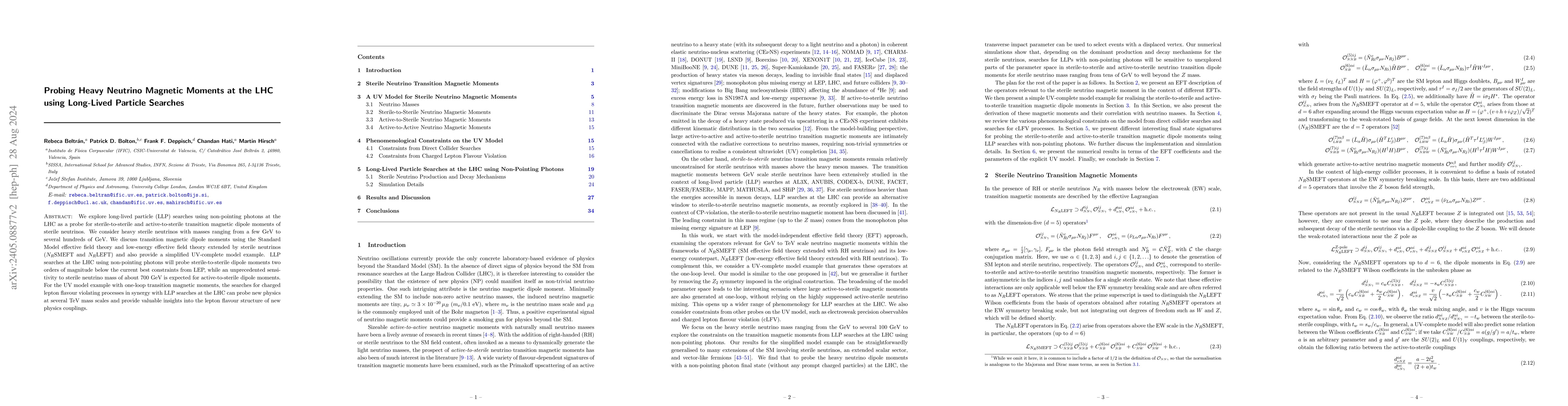 Thumbnail for Probing Heavy Neutrino Magnetic Moments at the LHC using Long-Lived
  Particle Searches