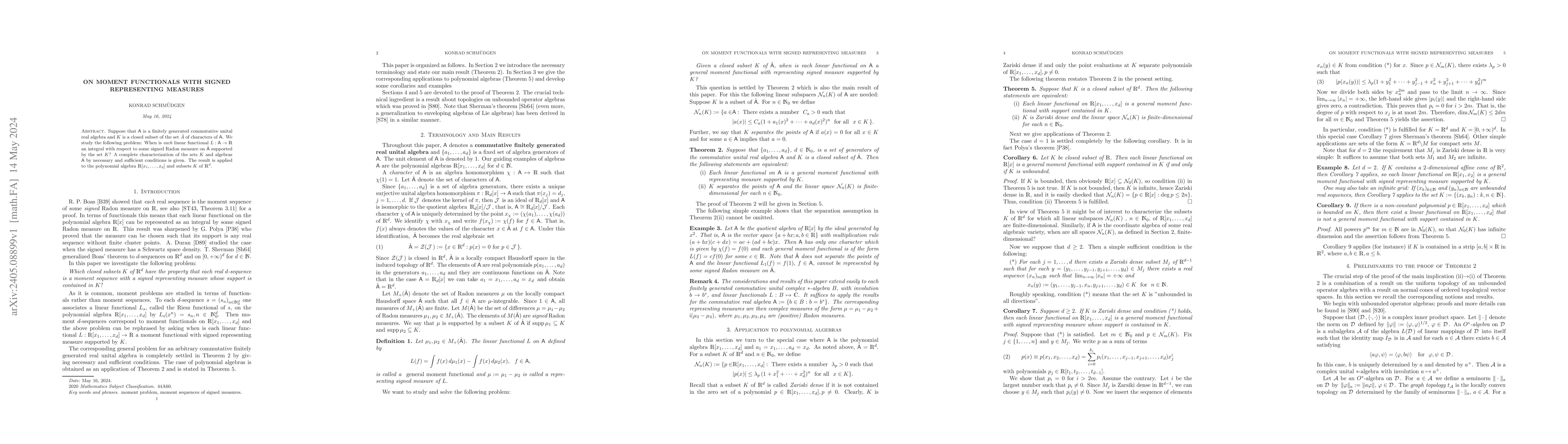 Thumbnail for On the Moment Functionals with Signed Representing Measures