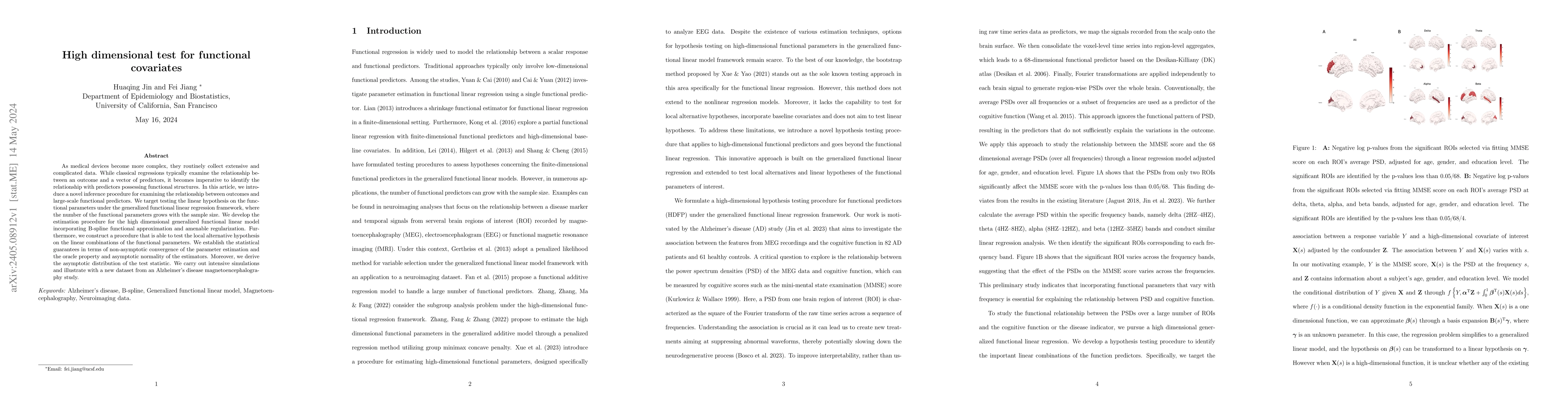 Thumbnail for High dimensional test for functional covariates