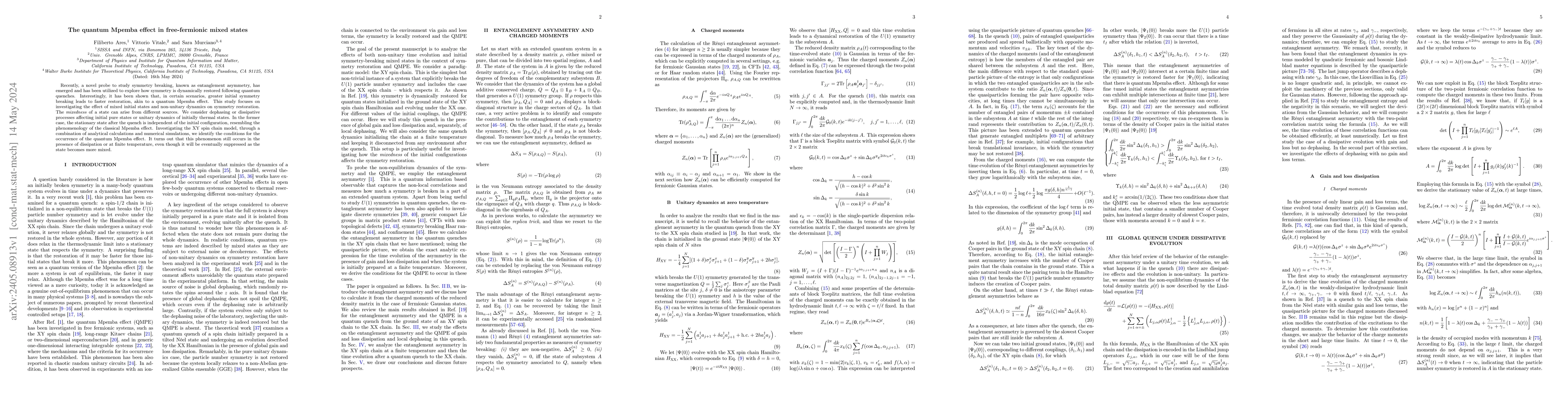 Thumbnail for The quantum Mpemba effect in free-fermionic mixed states