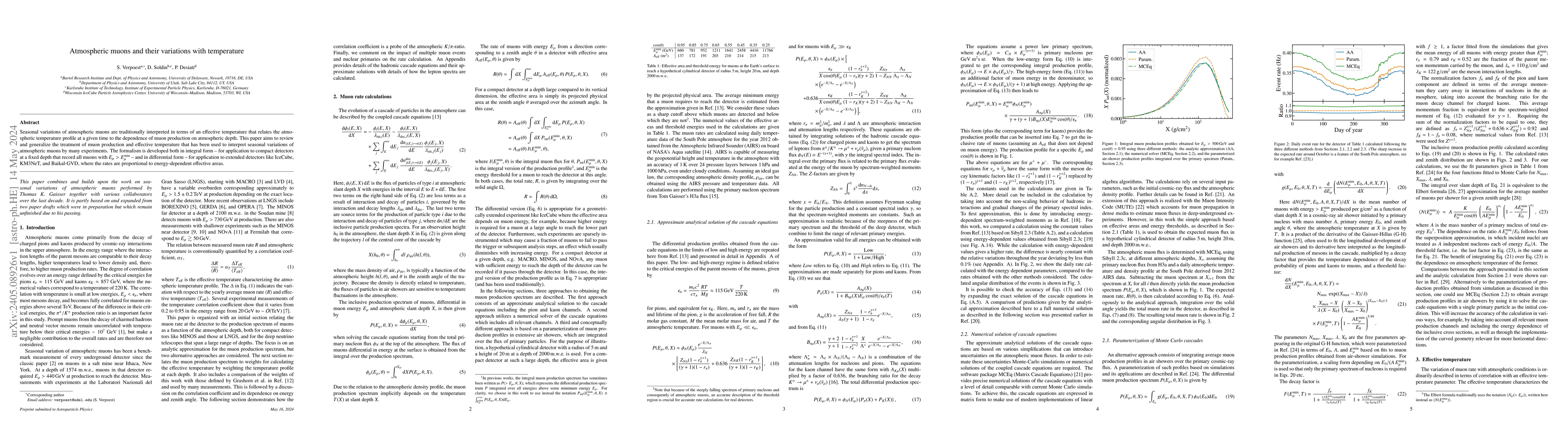 Thumbnail for Atmospheric muons and their variations with temperature