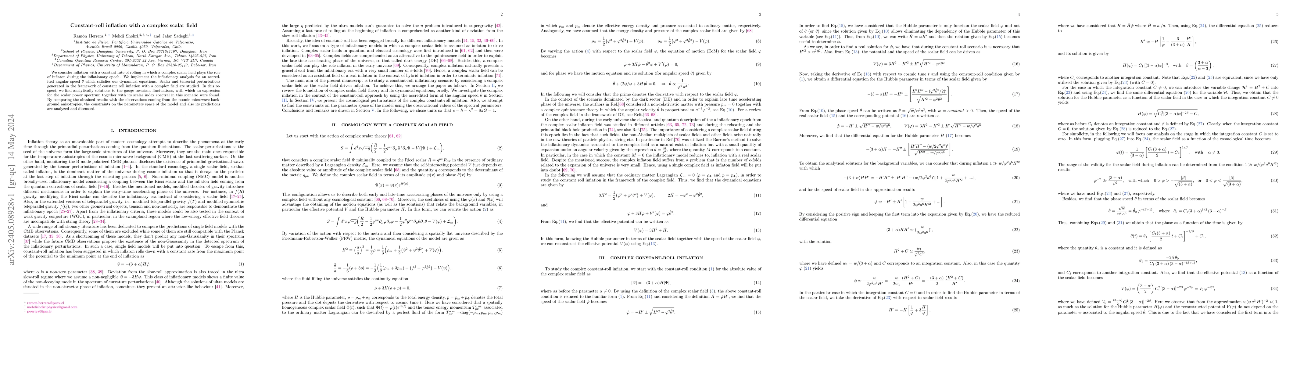Thumbnail for Constant-roll inflation with a complex scalar field