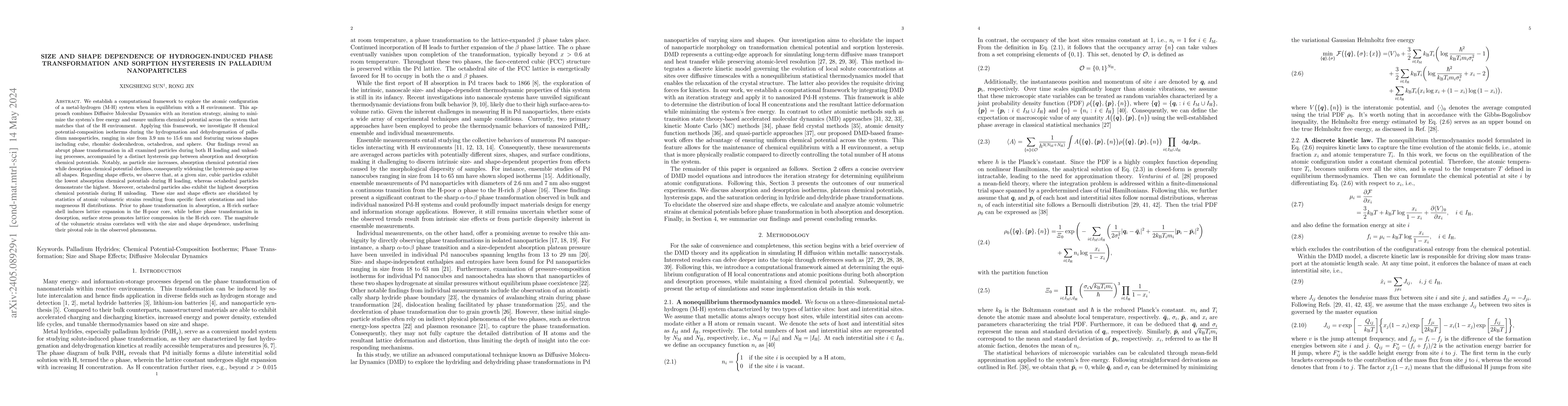 Thumbnail for Size and Shape Dependence of Hydrogen-Induced Phase Transformation and
  Sorption Hysteresis in Palladium Nanoparticles