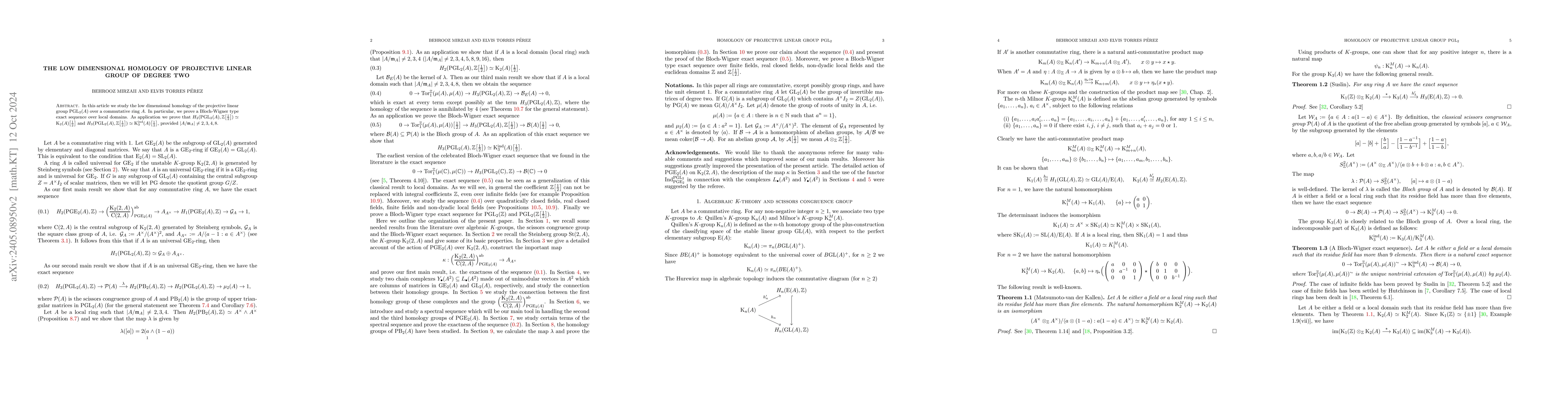 Thumbnail for The Low Dimensional Homology of Projective Linear Group of Rank Two