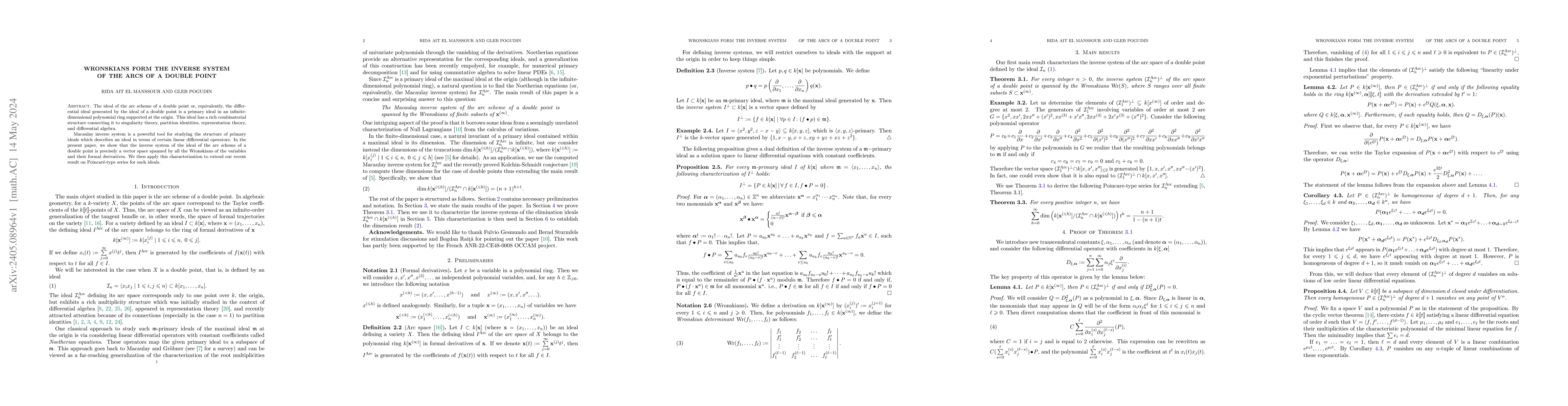 Thumbnail for Wronskians form the inverse system of the arcs of a double point
