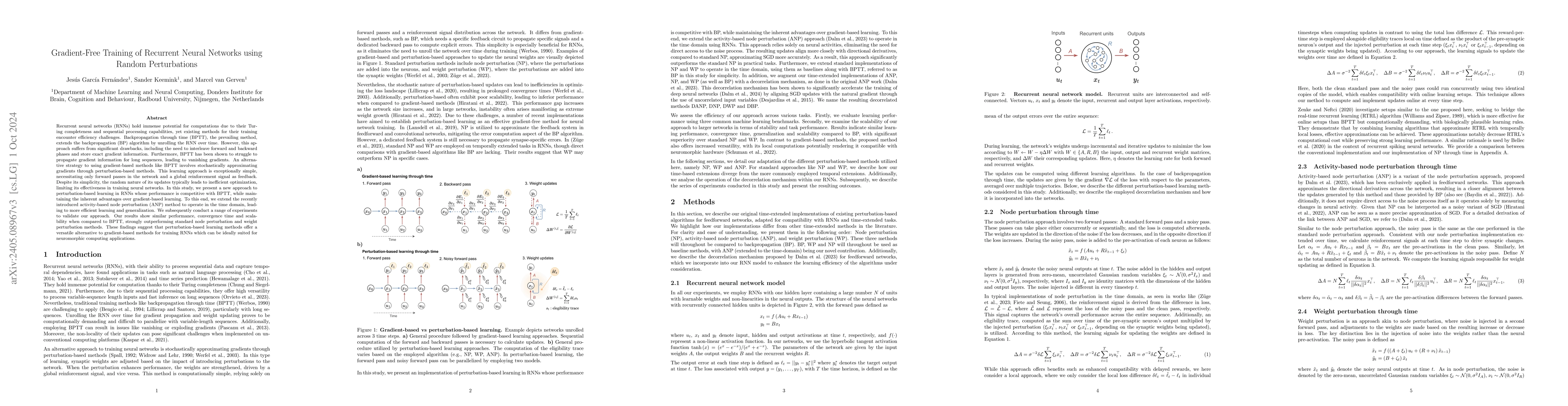Thumbnail for Gradient-Free Training of Recurrent Neural Networks using Random
  Perturbations