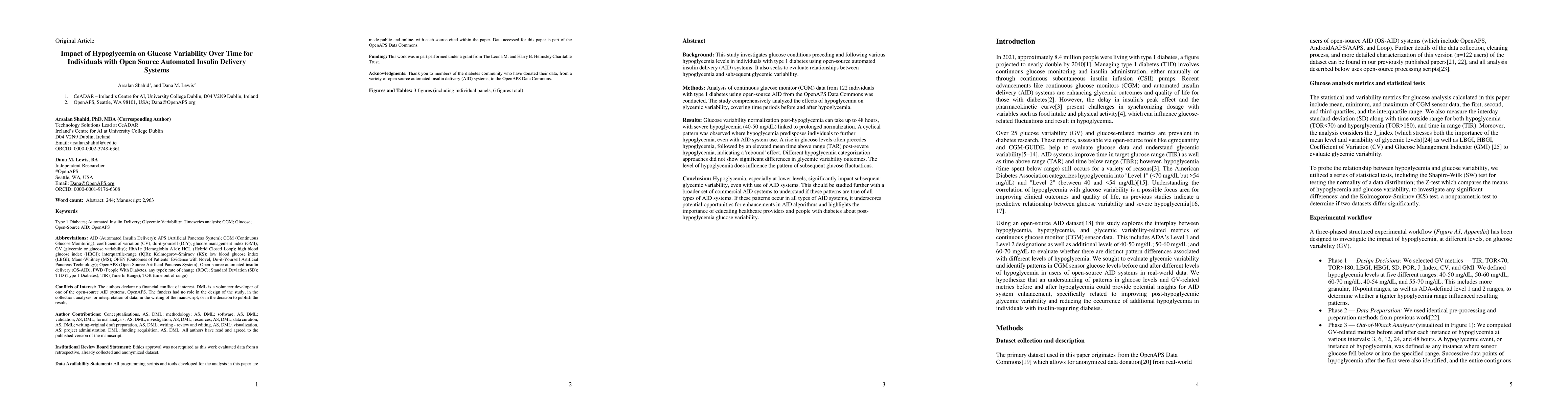 Thumbnail for Impact of Hypoglycemia on Glucose Variability Over Time for Individuals
  with Open Source Automated Insulin Delivery Systems