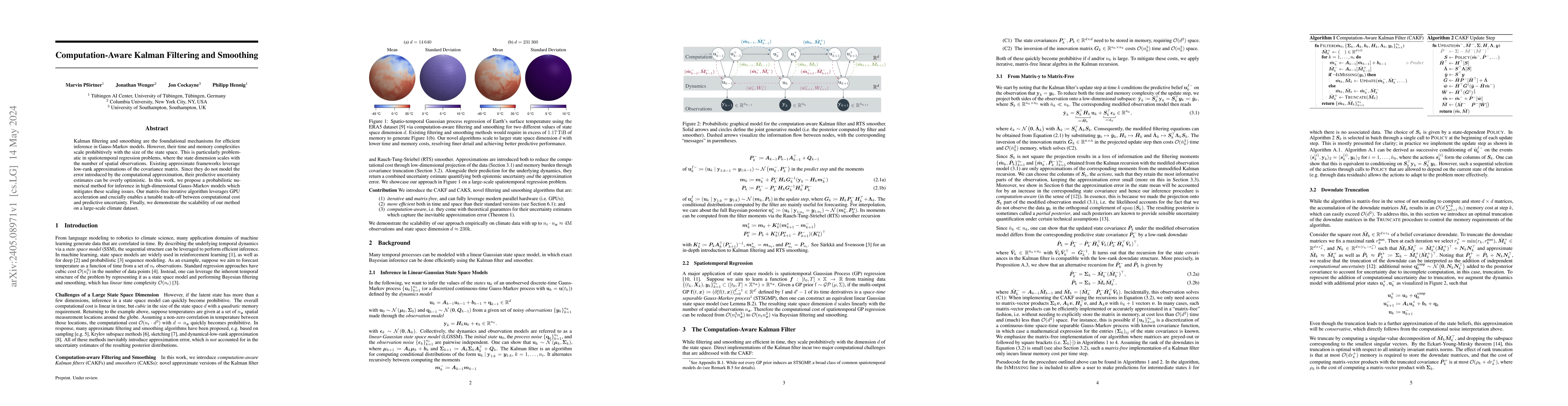 Thumbnail for Computation-Aware Kalman Filtering and Smoothing