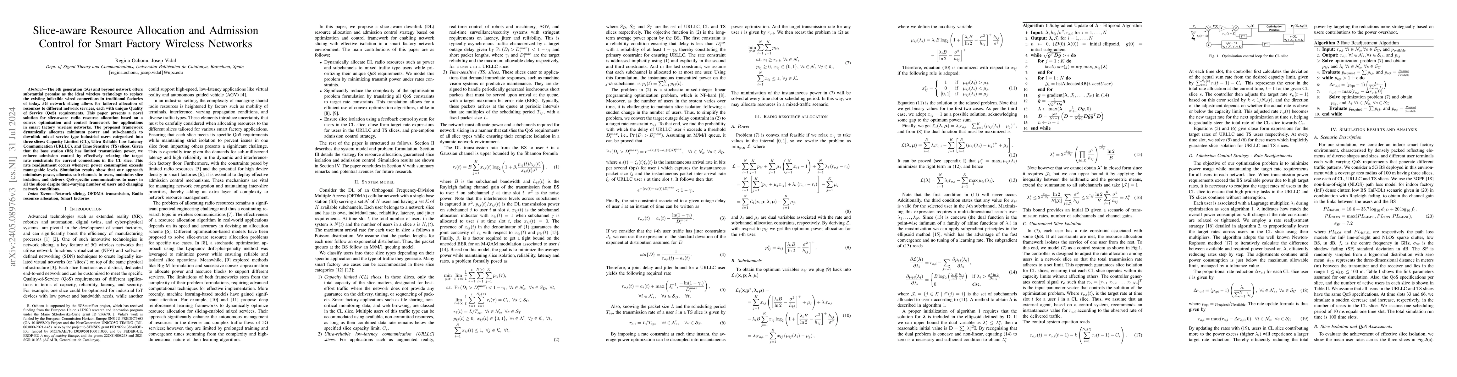 Thumbnail for Slice-aware Resource Allocation and Admission Control for Smart Factory
  Wireless Networks