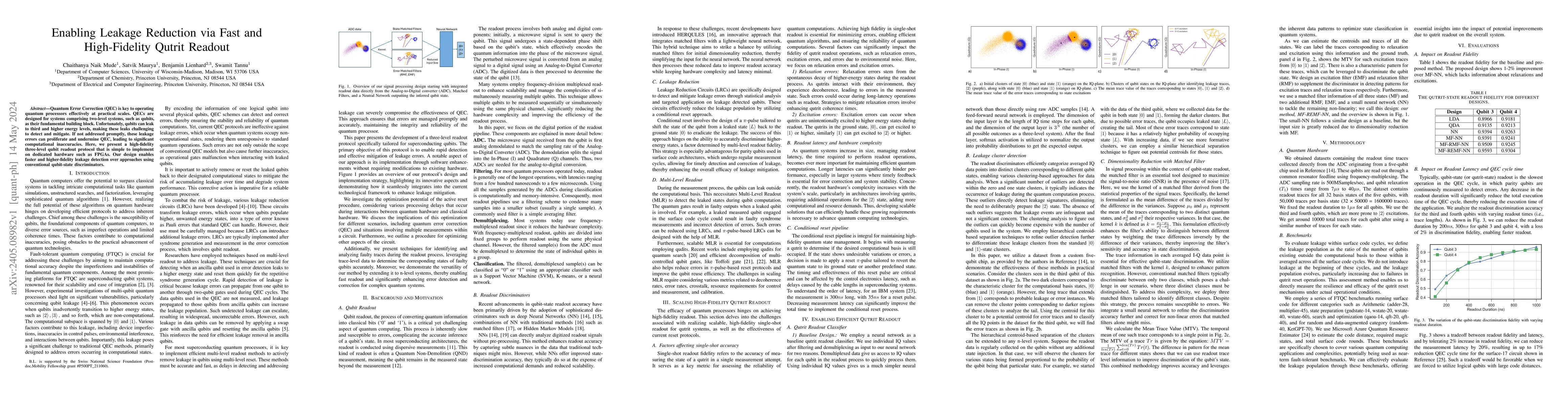 Thumbnail for Enabling Leakage Reduction via Fast and High-Fidelity Qutrit Readout