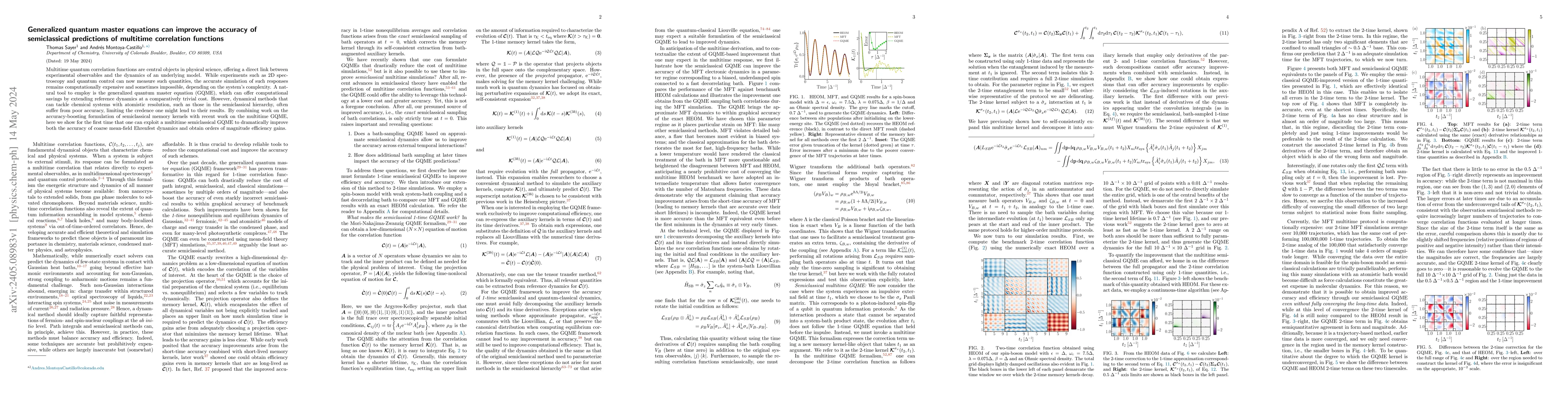 Thumbnail for Generalized quantum master equations can improve the accuracy of
  semiclassical predictions of multitime correlation functions