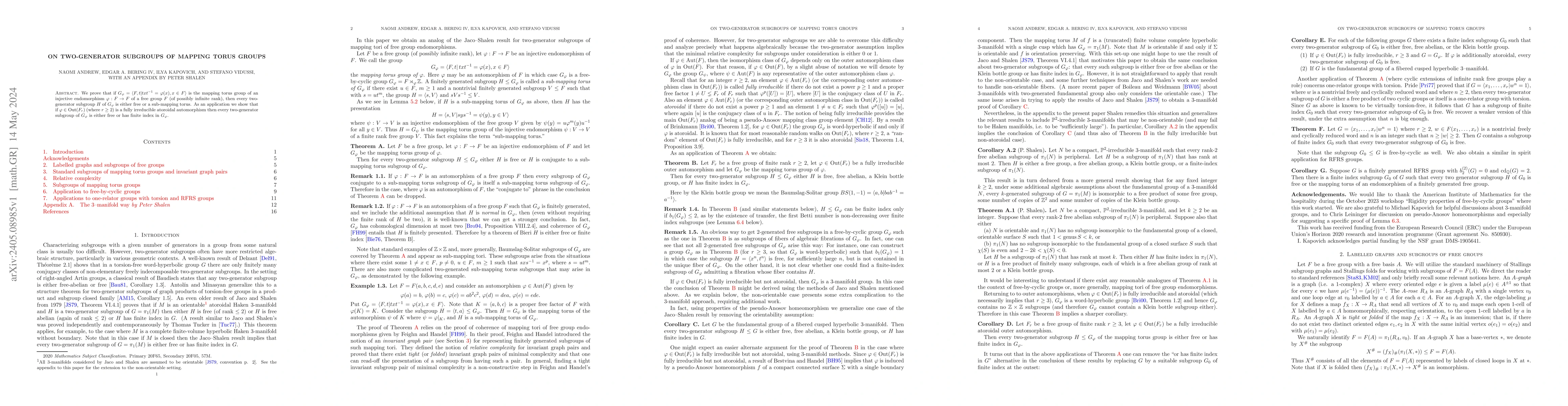 Thumbnail for On two-generator subgroups of mapping torus groups