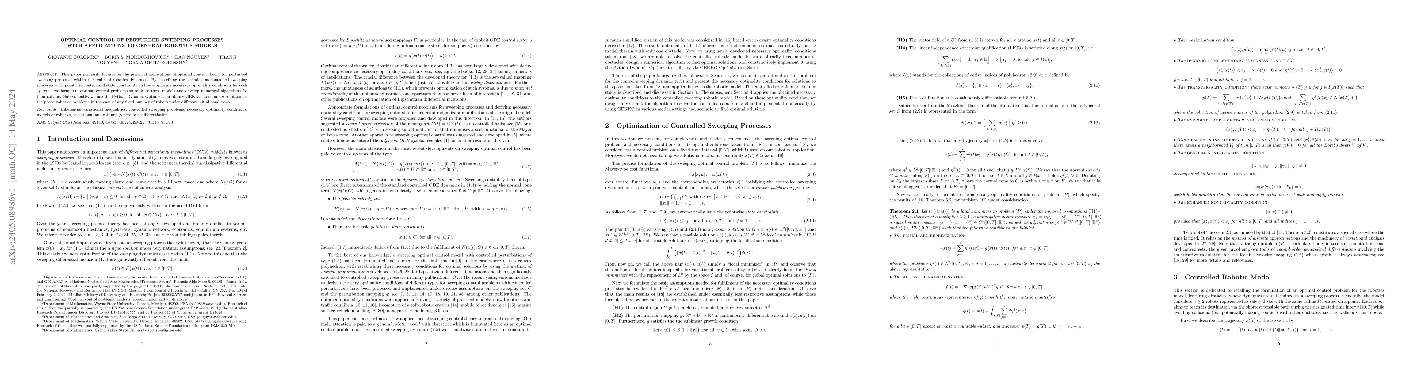 Thumbnail for Optimal control of perturbed sweeping processes with applications to
  general robotics models