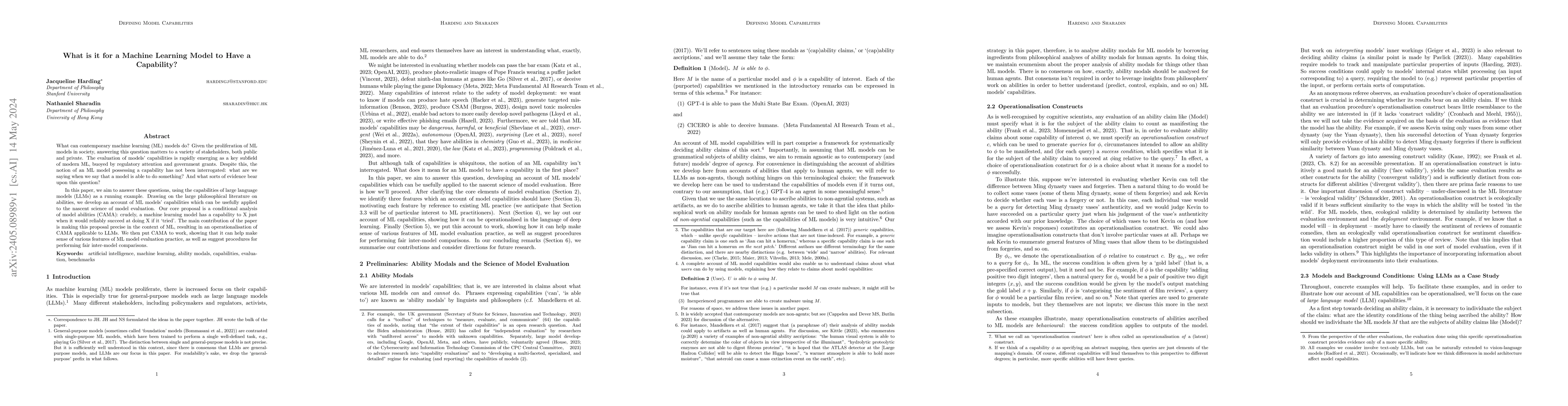 Thumbnail for What is it for a Machine Learning Model to Have a Capability?