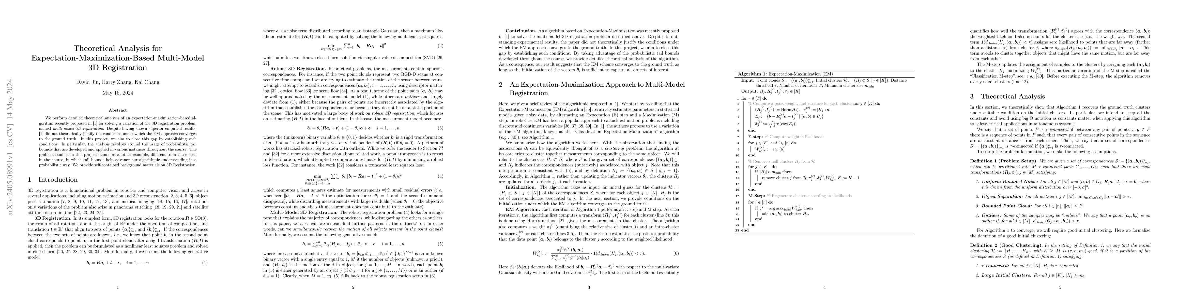 Thumbnail for Theoretical Analysis for Expectation-Maximization-Based Multi-Model 3D
  Registration