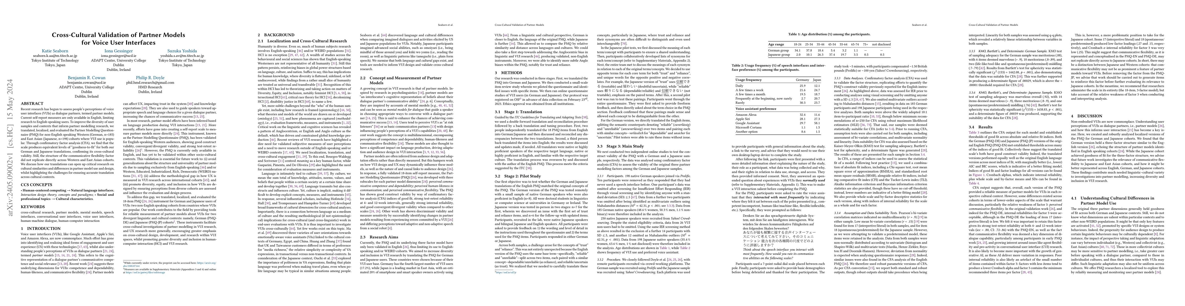 Thumbnail for Cross-Cultural Validation of Partner Models for Voice User Interfaces