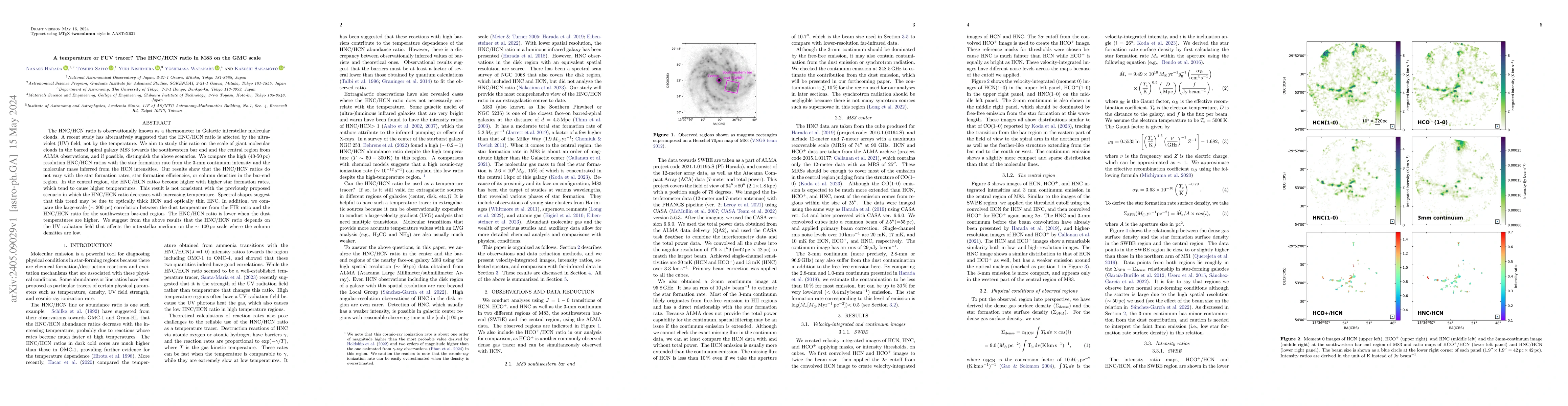 Thumbnail for A temperature or FUV tracer? The HNC/HCN ratio in M83 on the GMC scale