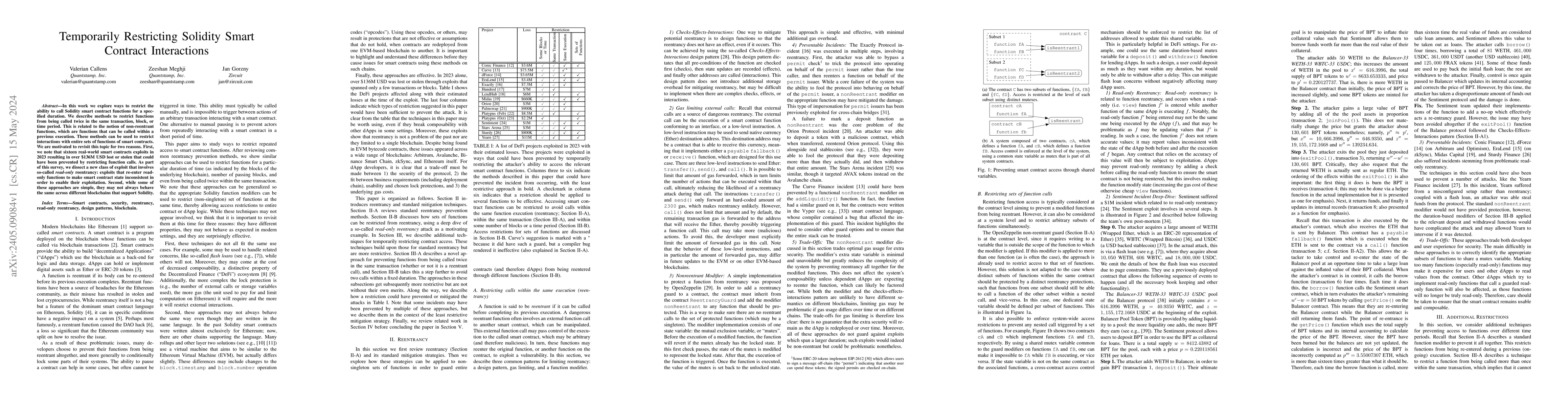 Thumbnail for Temporarily Restricting Solidity Smart Contract Interactions